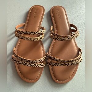 J. Crew Leopard Print and Tan Sandals